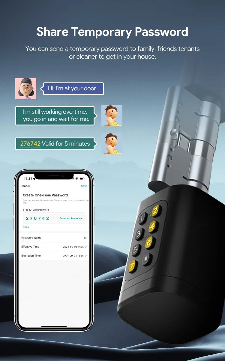 RAYKUBE V1 Adjustable TT Lock/ Tuya Bluetooth Smart Fingerprint Digital Cylinder Lock with APP/Password/RFID Card/Key  unlock