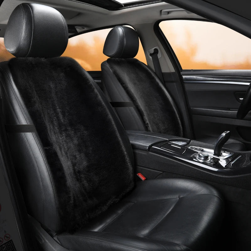 Plush Car Seat Cover Universal Front Backrest Winter Warm Long Faux Fur Non-Slip Seat Cushion Pad  Automobiles Seat Protector