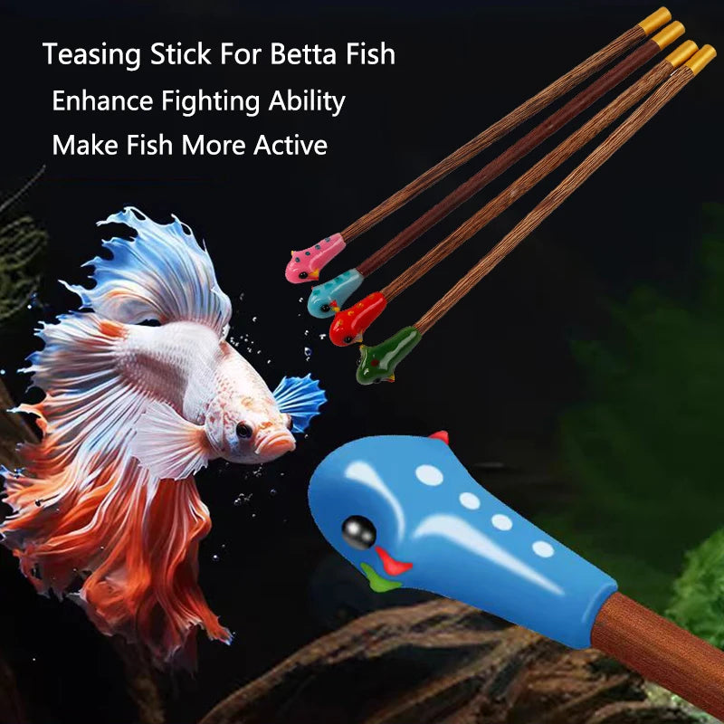 Aquarium Betta Training Wand Wooden Playing Stick Active Healthy Betta Fish Equipment Resin Fish Decoration Fish Stick ﻿New