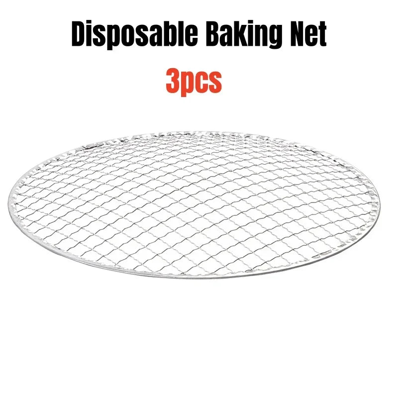 Round Barbecue Stove 1/3pcs Portable Removable Grilling Net Charcoal Oven Stainless Steel Bracket Outdoor Camping VIE LENTE