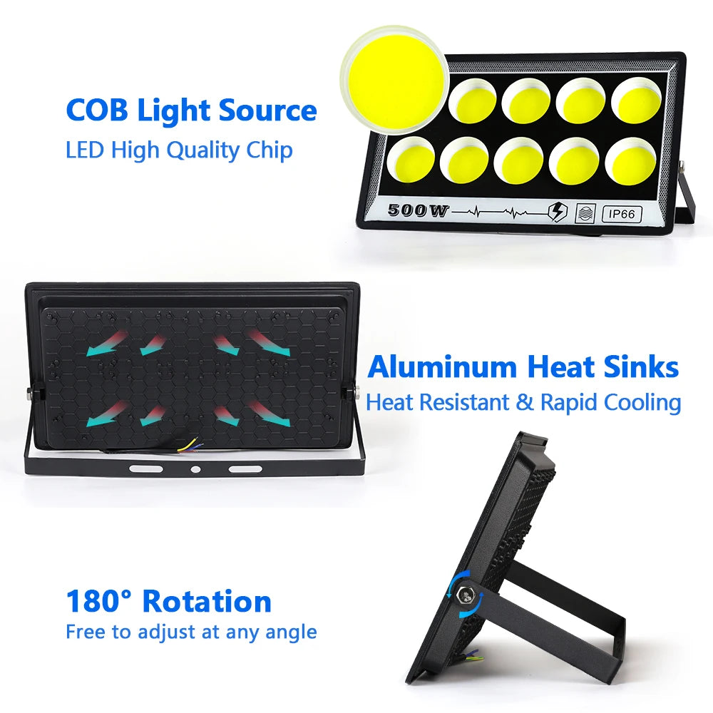 50W 100W 200W 300W 400W 500W LED Flood Light Outdoor Lighting 220V Waterproof IP66 Projector Lighting Spotlight Wall Floodlights