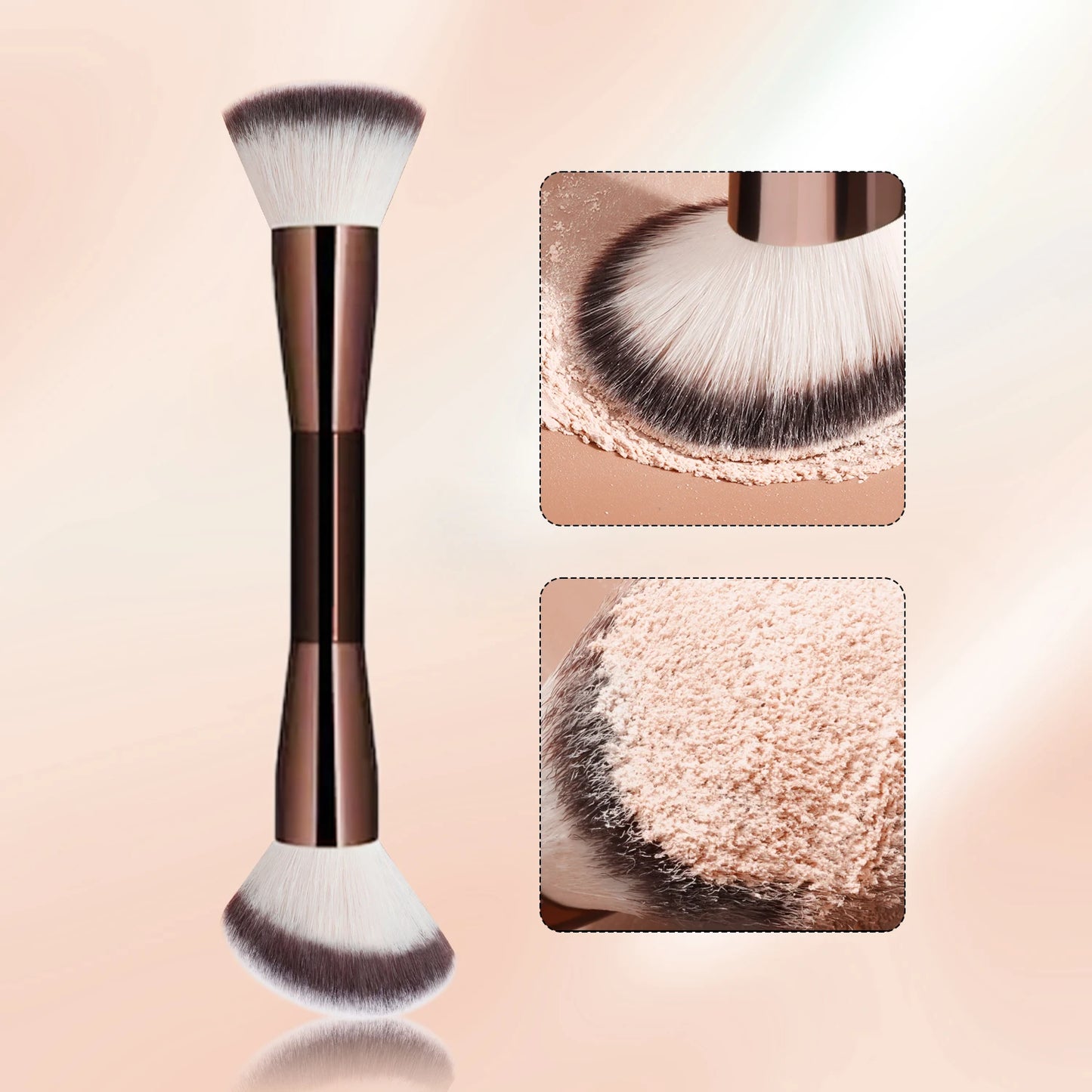 1pc Professional Makeup Brush Includes Dual-Ended Face Brushes Angled Brush Short Handle Foundation Brush