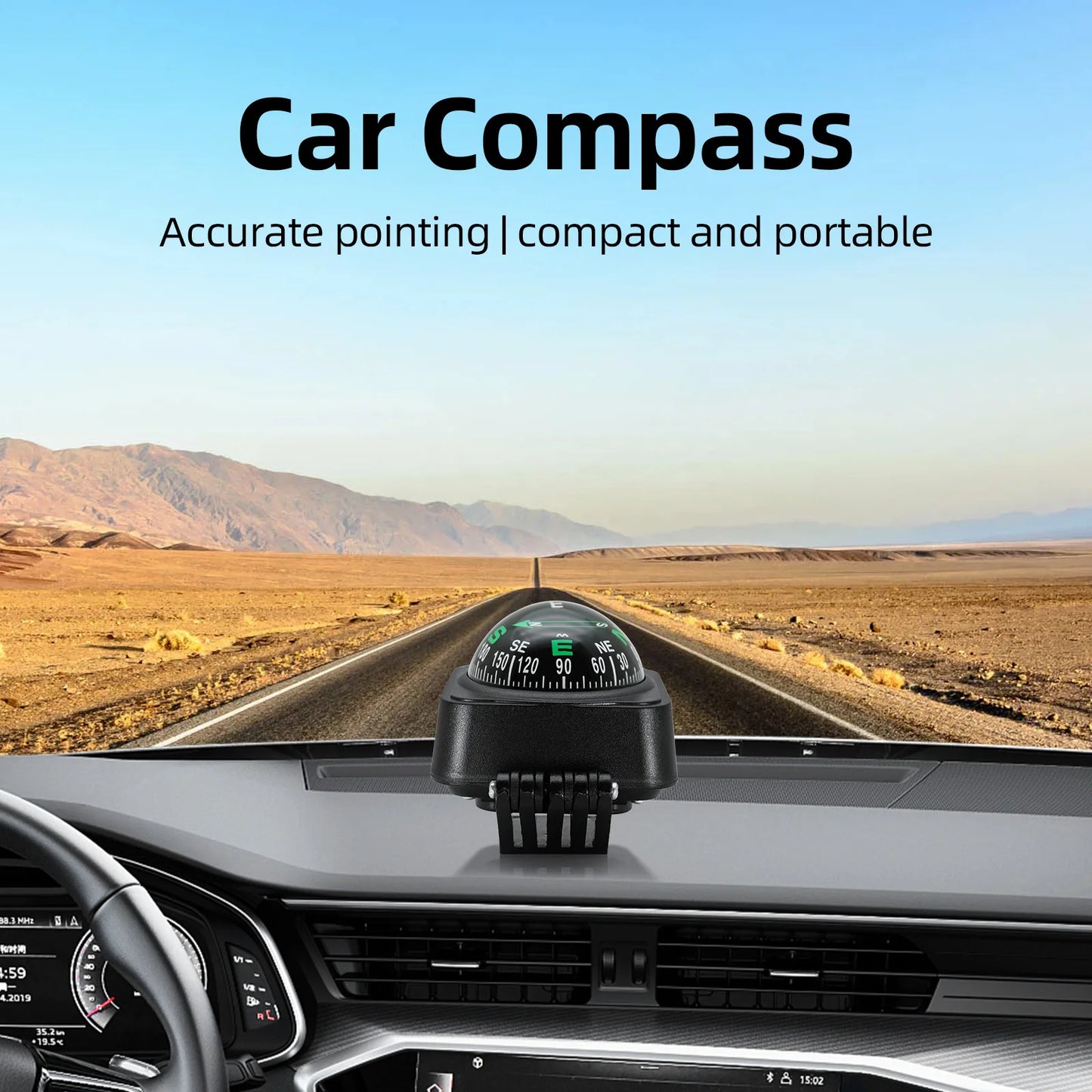 Outdoor Adjustable Navigation Dashboard Car Compass For Car Boat Cycling Hiking Direction Pointing Guide Ball Shaped Compass