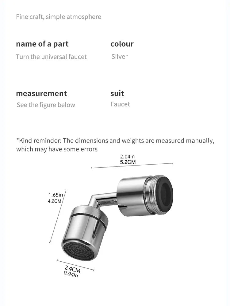 Kitchen Faucet 720 Degrees Rotatable Spout Extension Spout Bubbler Universal Splash Proof Universal Spout Extension Nozzle