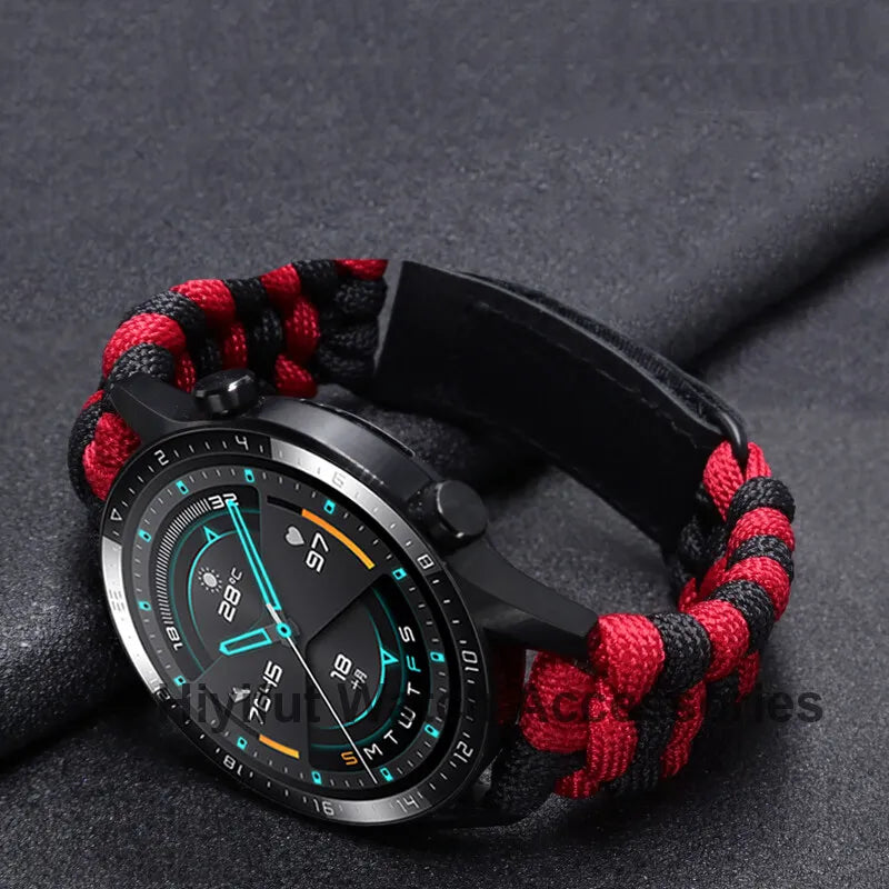 20 22mm Braided Flat Head Universal Watchband Colorful Velcro Style For Galaxy Watch 3/4/5 41/45mm 40/44 42/46mm Gear S3 Band