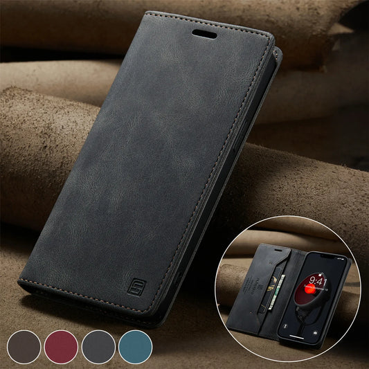 Leather Flip Phone Case For Samsung Galaxy S9 S10 Plus S20 S21 FE S22 S23 S24 S25 Note 10 20 Ultra Wallet Bracket Protect Cover
