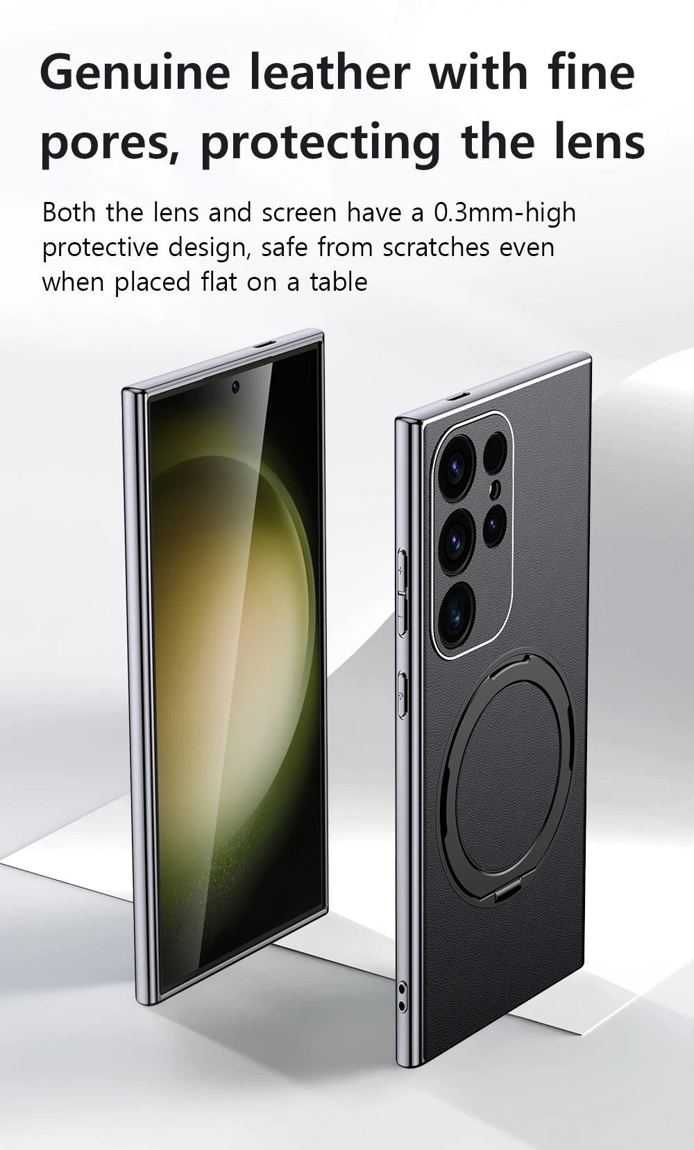 LANGSIDI Leather Magnetic Metal Ring holder Case For Samsung Galaxy S24 Ultra s23 S24 + plus shockproof Slim Protection