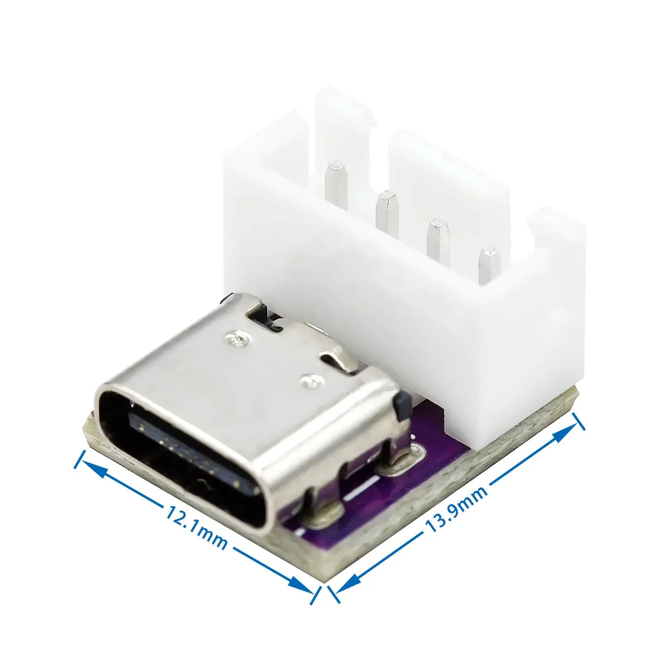 USB3.1 16P to 2.54 high current power conversion board is inserted on both sides of the TYPE-C motherbase test board