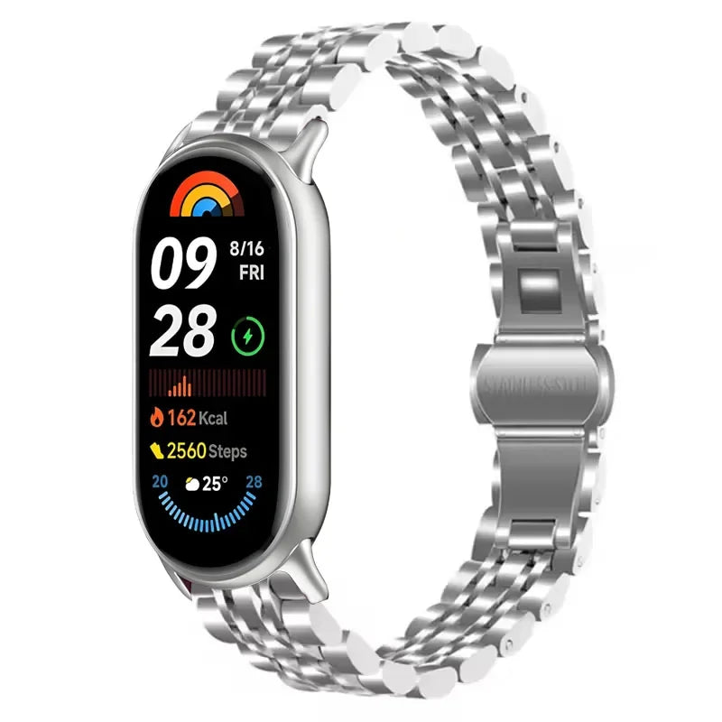 Metal Strap for Xiaomi Mi Band 10 9 8 Smartwatch Stainless Steel Comfortable Band for Miband 10 9 8 Replacement Bracelet Correa