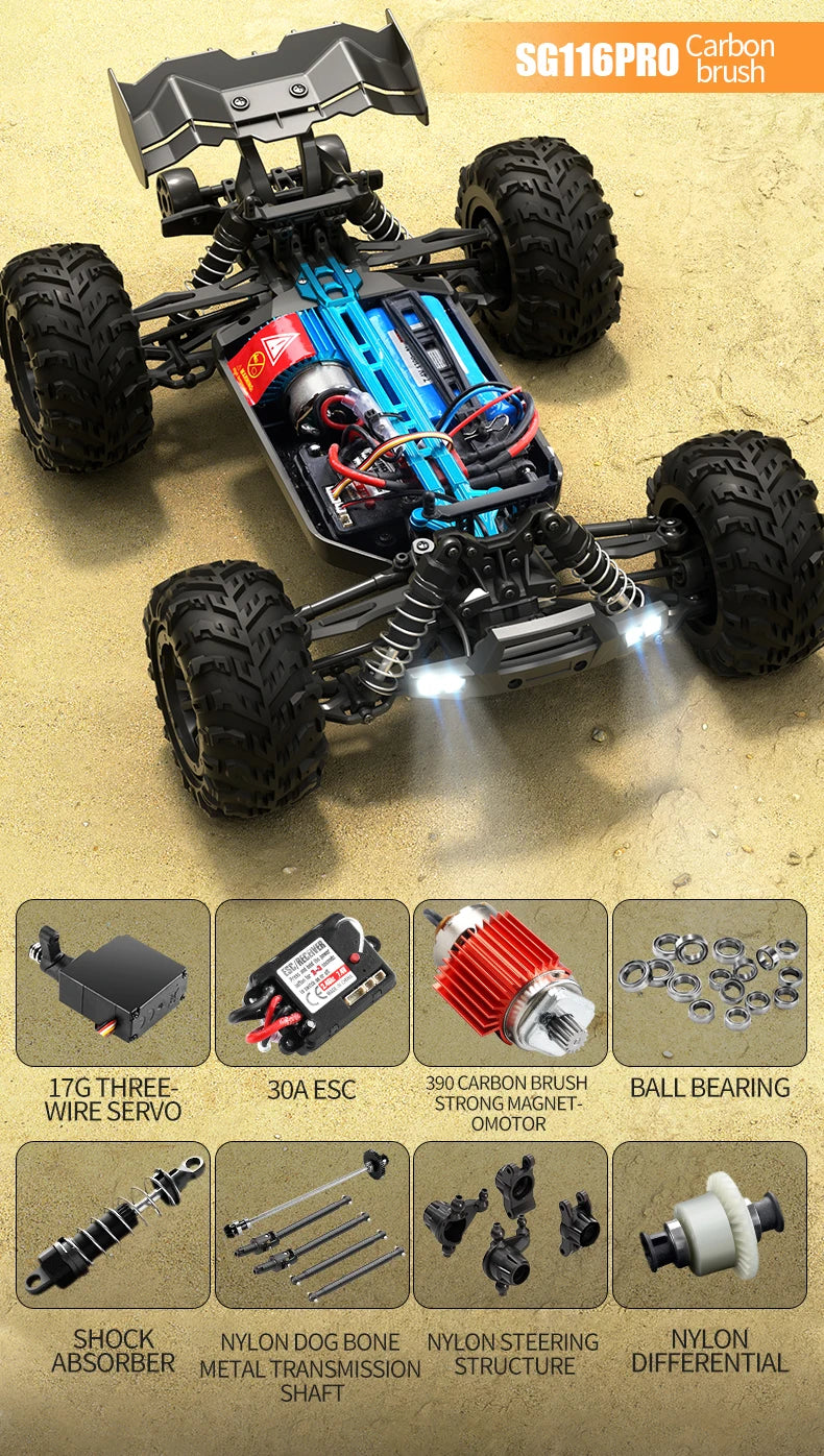 2.4G Remote Control Car 4WD Professional Racing Car SG116PRO/MAX Remote Control Car Brushless High Speed 80KM/H Off-road Drift