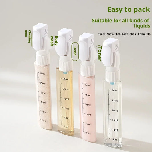 4-in-1 Travel Refillable Bottles, Portable Toiletries and Cosmetics Containers for Shampoo, Body Wash, Travel Storage Bottles