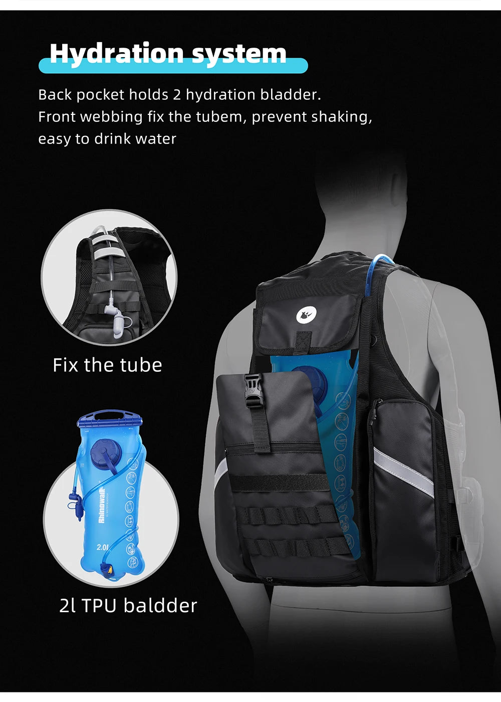 Rhinowalk Motorcycle Vest Adjustable Size Motor Breathable Motocross Vest Motorbike Jacket Backpack Support Water Bag 2L Or 3L