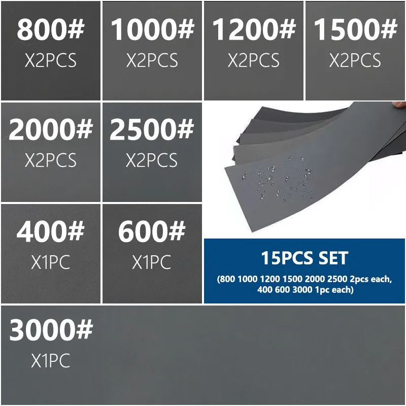 XCAN Sandpaper Set Water Dry Sanding Paper 9x3.6 inch Abrasive Sander Paper for For Wood Metal Automotive Polishing