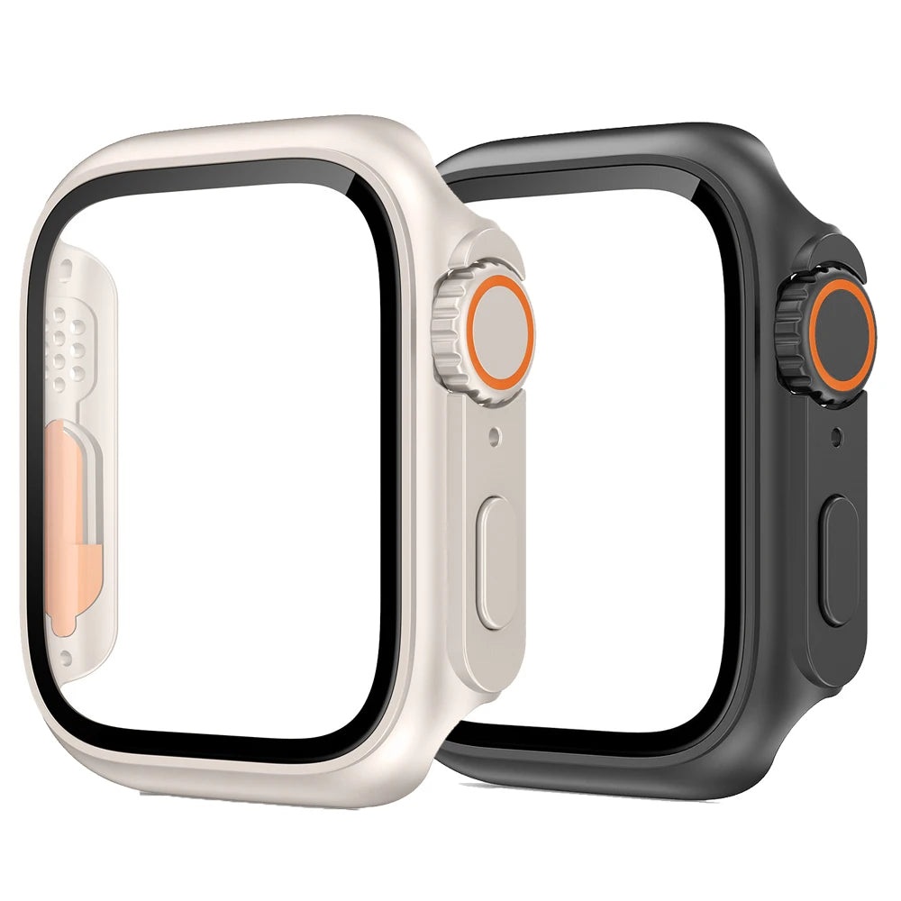 2PCS Case Glass+Case For Apple Watch 42 46 44 45 41 40mm Screen Protector Cover Change Ultra Bumper IWatch Series10 9 8 7 SE 6 5