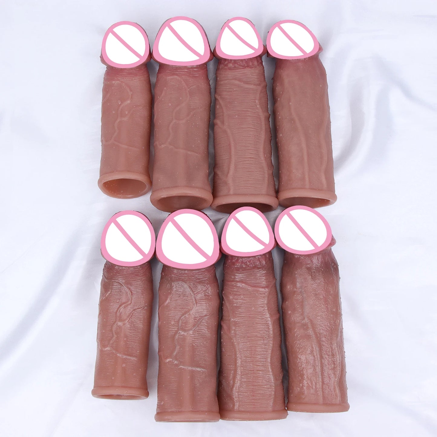 4 Styles Soft Realistic Enlarger Penis Sleeve Big Growth Real Silicone Dick Man Delayed Ejaculation Extend Cock Condom Sex Toy