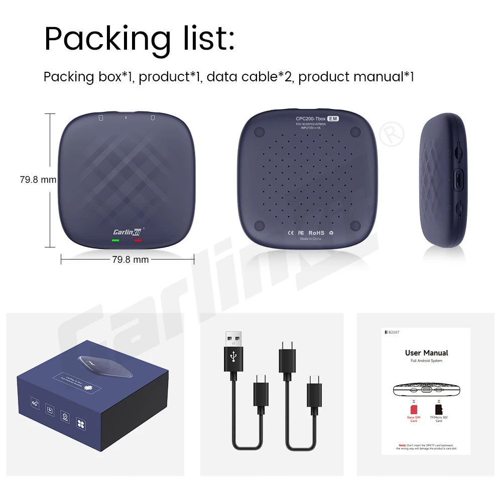 CarlinKit Wireless CarPlay Ai Box Android 13 Plus QCM6125 665 4GLTE for TV or Video Android Auto Car Play Streaming Box 8G+128G