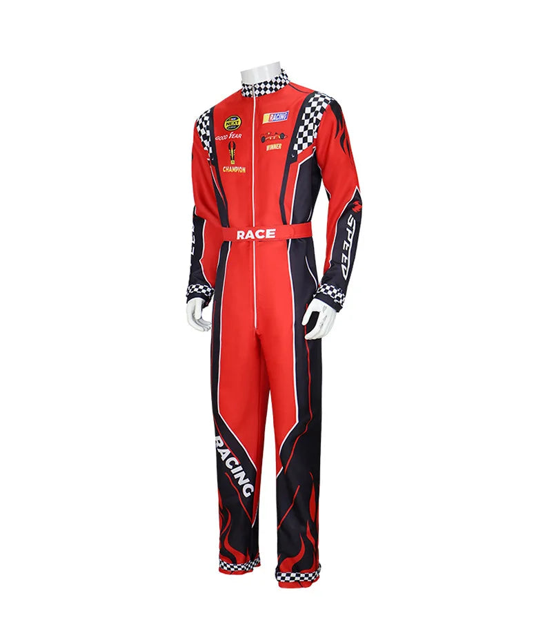 Adult Kids Racer Cosplay Costume Red Classic One-Piece Training Racing Uniform Suit Children Men Karting Jersey Clothing