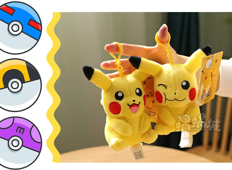 Clearance_Original Pokemon Plush Keychain Cartoon Toys Pikachu Charmander Psyduck Squirtle Snorlax Wobbuffet Doll Kids Kawai Toy