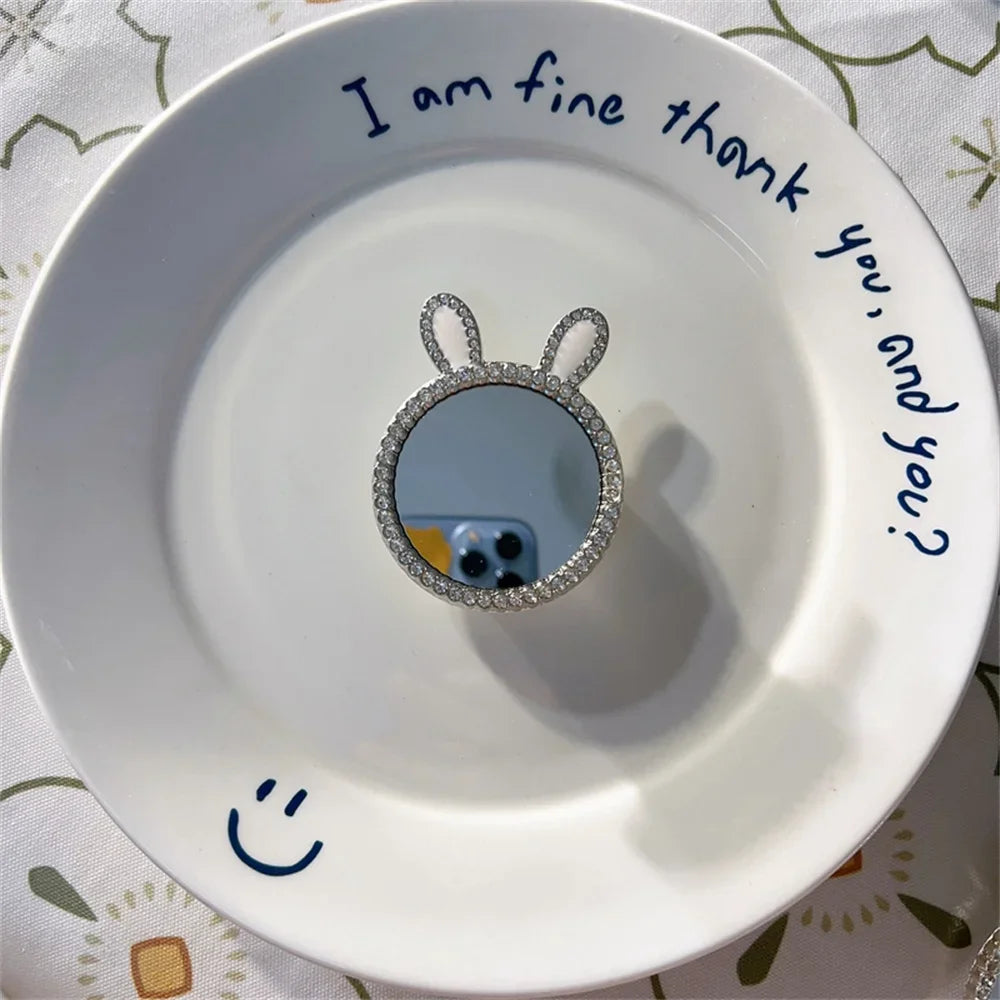 INS Korea 3D Diamond Mirror Griptok Bracket For iPhone 16 15 Lovely Macaron Universal Phone Holder Ring Support Stand Grip Tok