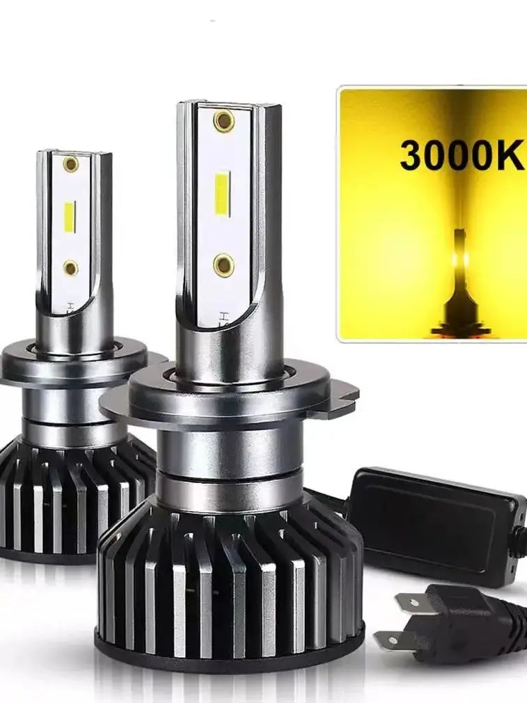 Car headlights H4 H7 LED H11 9005 3000K yellow light 6000K white light spotlight king 160W 24000LM lighting 1860 CSP12V LED head