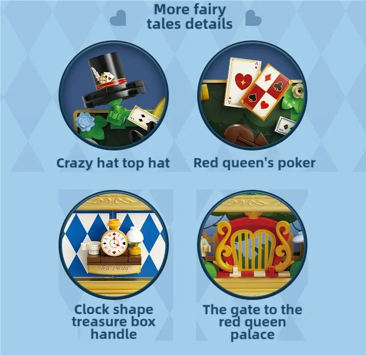 Fairytale Music Box Treasure Chest Fairy Tale Scene Model Bricks Set With Mini Figure Doll Desktop Deco Kids DIY Toys Girl Gifts