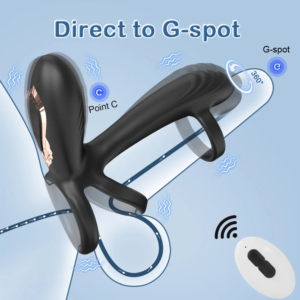 Vibrating Cock Ring for Men Remote Control Penis Ring Ejaculation Delay Chastity Cage Clitoris Stimulation Sex Toy for Couples
