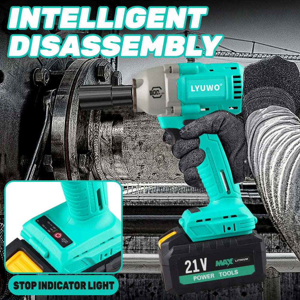 LYUWO 850 N.m Electric Wrench LW-BDD60 Brushless Large Torque Auto Repair Shelf Impact Sleeve Electric Board Hand