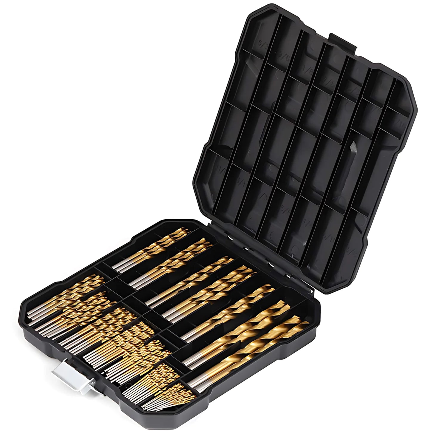STONEGO 99Pcs High-Speed Steel Titanium Coated Drill Bit Set - 1.5mm to 10mm Twist Drills for Wood, Plastic, and Aluminum