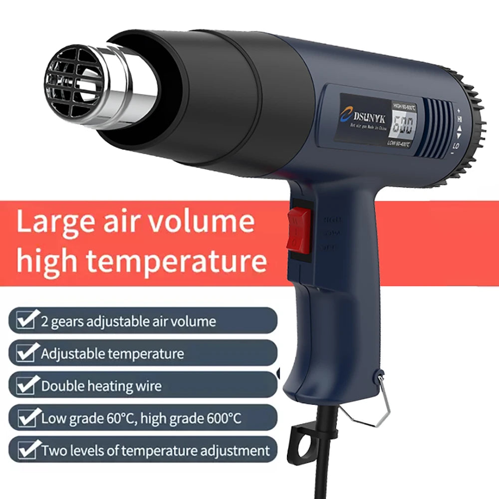 2800W Construction Thermal Dryer 220V Heat Guns Soldering Tool Temperature Adjustable Revair Hair Dryer Shrinking Wrapping Tools