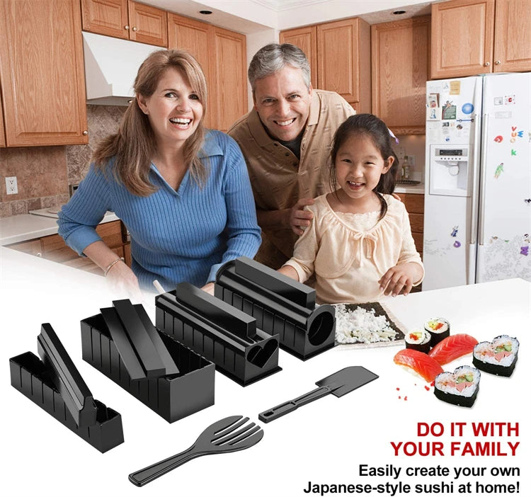 10 Pcs Sushi Maker Kit DIY Sushi Mold Press with Sushi Rice Roll Mold Sushi Maker Rice Roll Mold KC0473