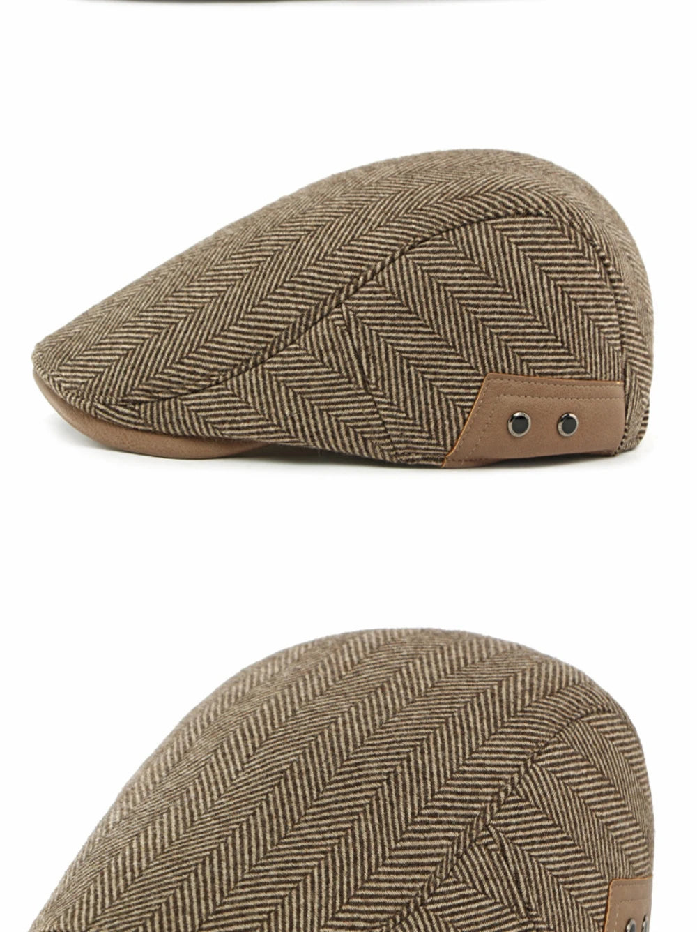 HT5025 Beret Cap Striped Beret Hats with Ear Flaps Male Female Adjustable Ivy Flat Cap Fleece Lined Winter Hat Women Mens Berets