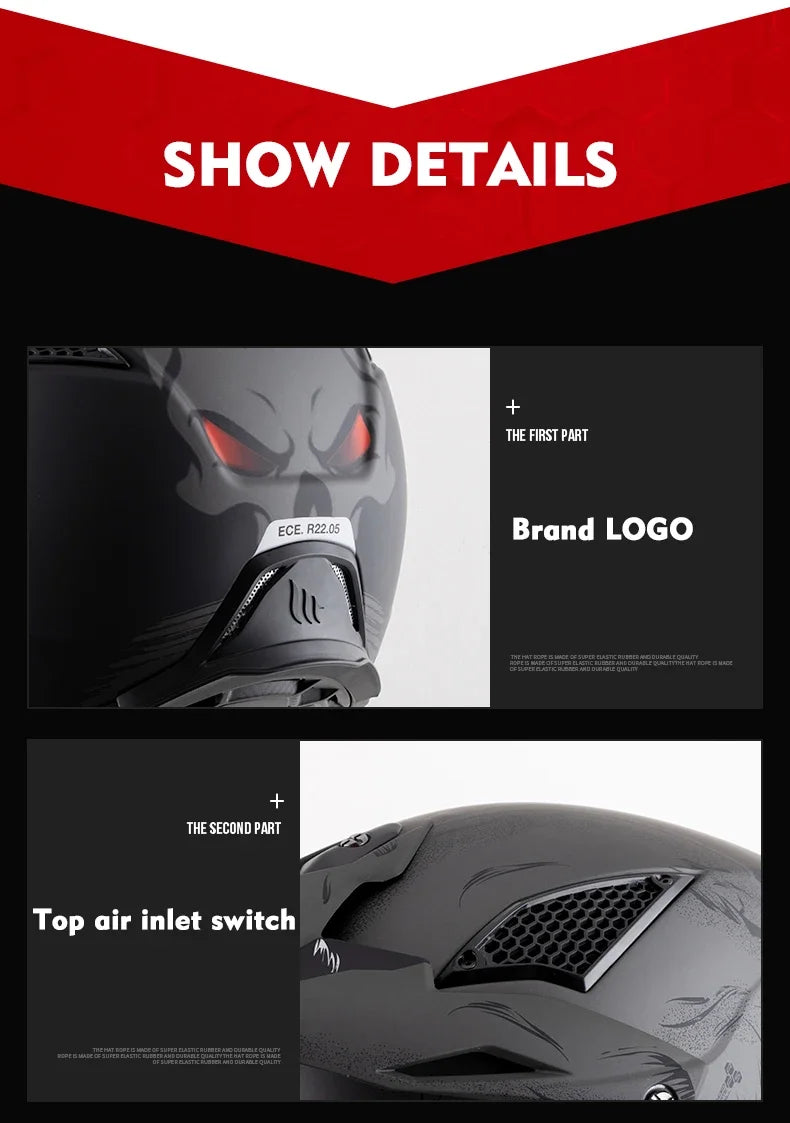 Spanish MT Streetfight Motorcycle Helmet Retro Street Fighter Combination  Four Seasons Detachable Full Face