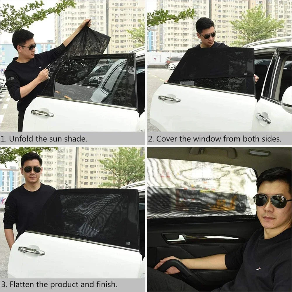 2 or 4pcs screen window set premium window sunshade breathable mosquito net for front and rear windows, UV protection Accessorie