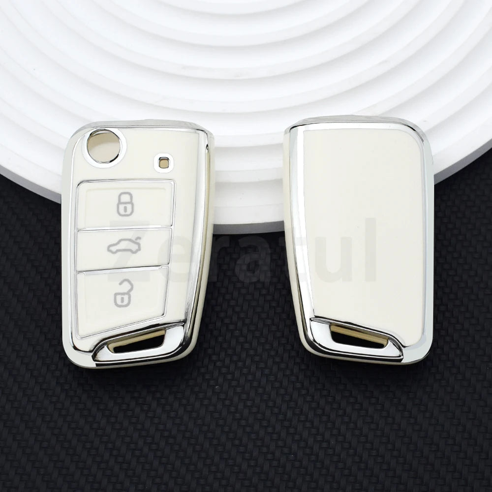 TPU Car TPU Folding Key Cover Shell For VW Volkswagen MK7 GTI 7 Golf 7 Golf R Skoda Octavia A7 SEAT Bag Case Holder Protector