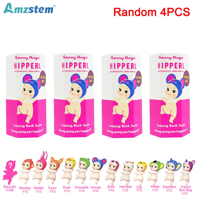 12-1Pcs Animal Sonny Angel Blind Box 20th Anniversary Hippers Looking Back Series Mini Model Doll Kids Christmas Birthday Gifts