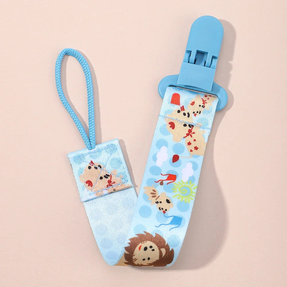 1pcs Fixed Button Baby Cartoon Pacifier Clips Chains Ribbon Soother Chains Anti-drop Buckle Strap for Pacifier Baby Feeding Gift