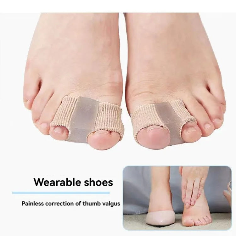 2 PCs Toe Separator Fiber Double Hole Gel Block Big Toe Separator Silicone Men'S And Women'S Fiber Double Hole Set Toe Orthotics
