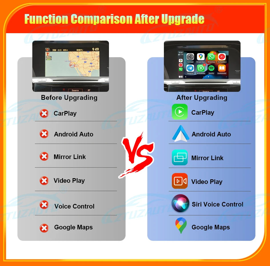 Wireless CarPlay Android Auto for Honda Accord /Odyssey Mirror Aftermarket CarPlay Upgrade Retrofit Multimedia Navigation