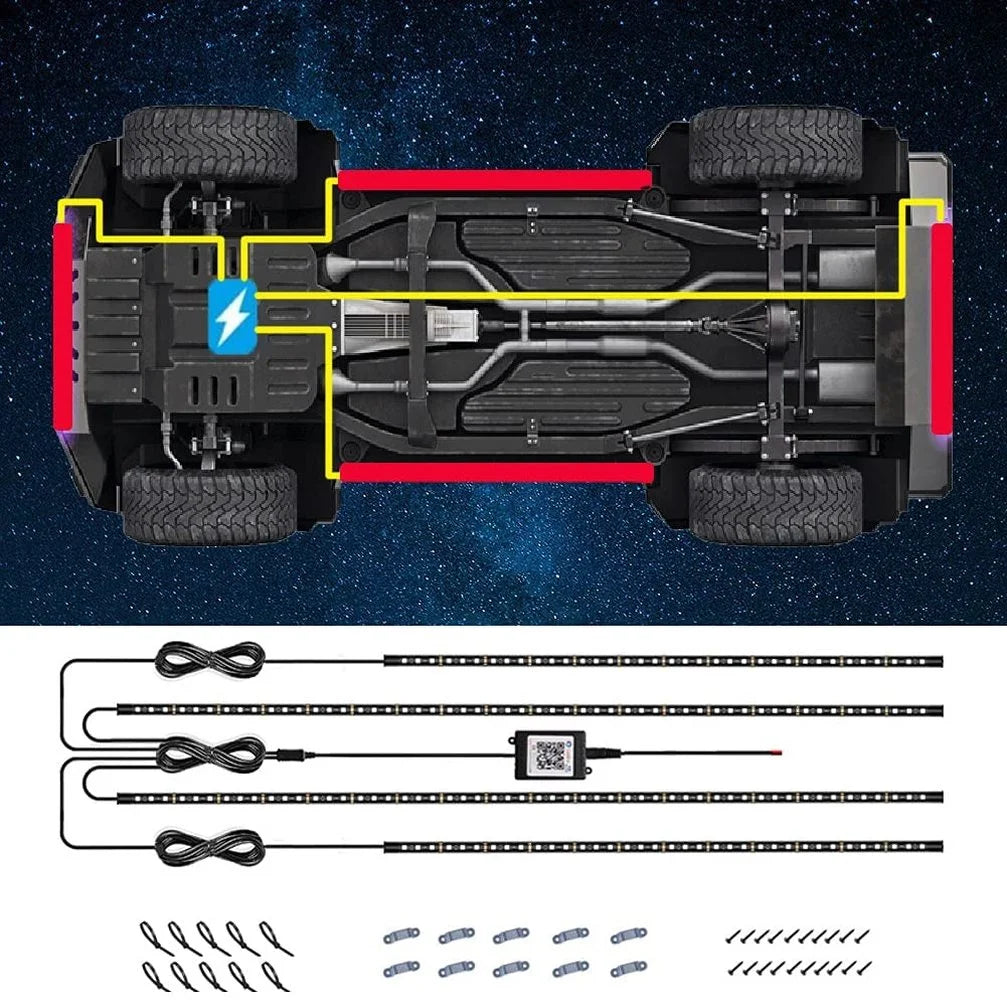 Neon LED RGB Car Underglow Bottom Light Remote/APP Control Flexible Waterproof LED Strip Car Underbody Light Decorative Lamp