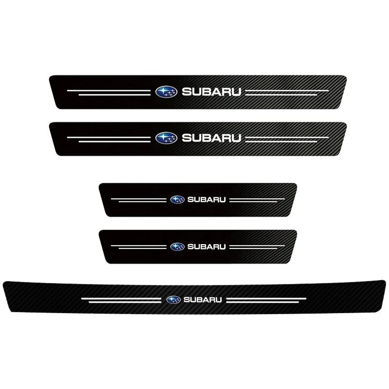 1/4/5Pcs Car Door Sill Scuff Plate Decor Carbon Fiber Stickers For Subaru Crosstrek Legacy Forester Outback Impreza Levorg Smart