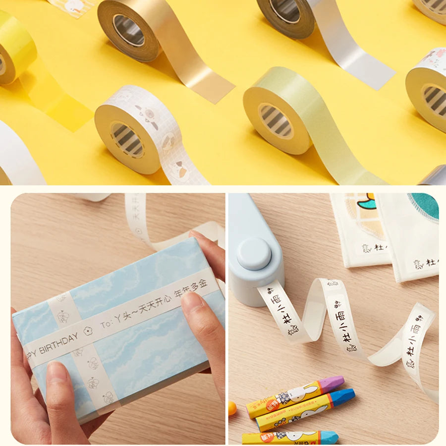 3RollS 16mmx4m White Continues Adhesive Label Maker Paper for MAKEID M1/L1/E1 Mini/Mini HD Laminated Office Labeling Tape