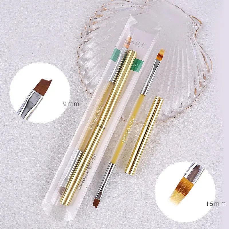 Double Head Crystal Handle Nail Brush Liner Brush Painting Pen Gel Brush Crystal Nail Art Manicure
