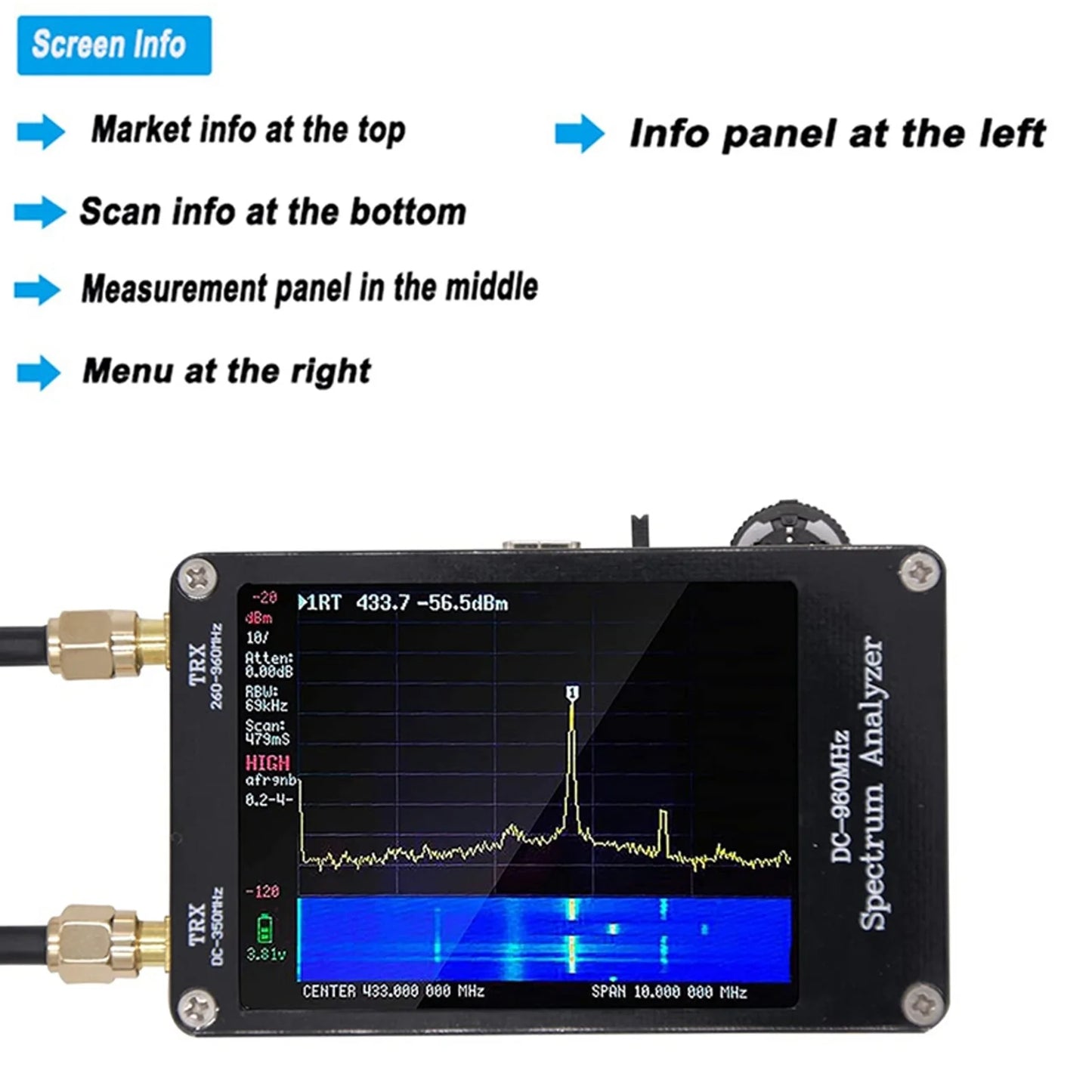 Spectrum Analyzer MF HF VHF UHF Input 4 Modes 2.8in  Portable Spectrum Analyzer  Generator Spectrum Analyzer