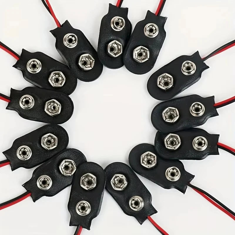 10pcs 9V Battery Clips 10cmBlack Red 2Wired Cable Connection Connector Buckle 9 Volt Battery Clip Connector Battery Holder