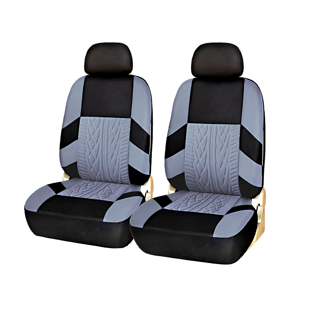 AUTO HIGH Embroidery Car Seat Covers Polyester Universal Fit Most Cars Truck SUV Van Protector - Front Pair