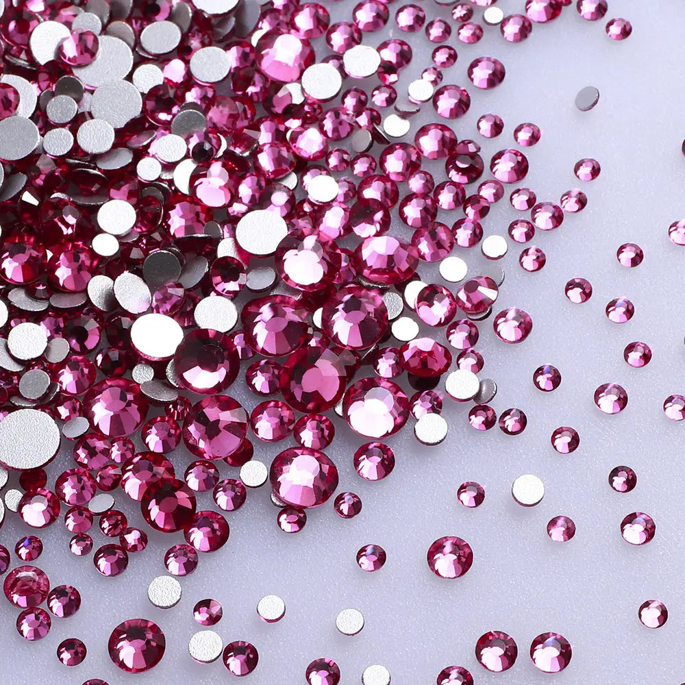 QIIY 1440Pcs Mix Size SS3-SS20 Clear Crystal FlatBack Rhinestones Non-Hotfix Glass Decorations DIY Glitter Stones 3D Nail Art