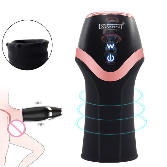 Male Sexy Penis Pump Vibrator Penis Delay 12 Speed Male Masturbator Trainer Automatic Glans Stimulation Exercise Oral Sex Toy