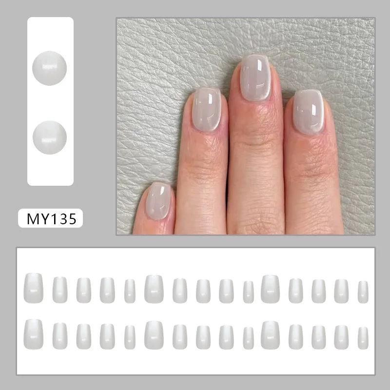 Bean Paste Cat Eyes Press on Nails Pink Gradient Fake Nails Glossy Artificial Finger Manicure Reusable False Nails for Women