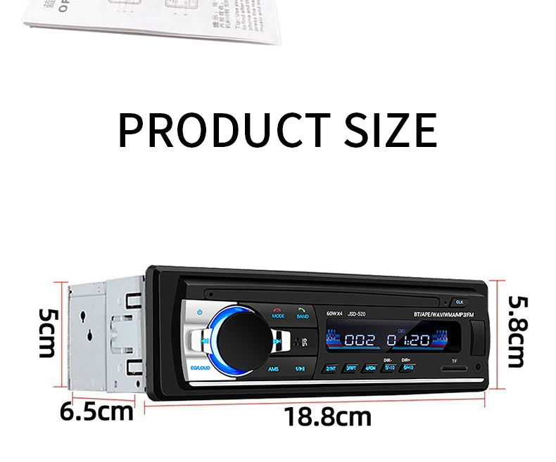 (Factory Direct Sales) Car Mp3 Player Stereo 60W*4 12v/24v Car Truck Usb/Tf/Fm/Aux Bluetooth Audio Radio