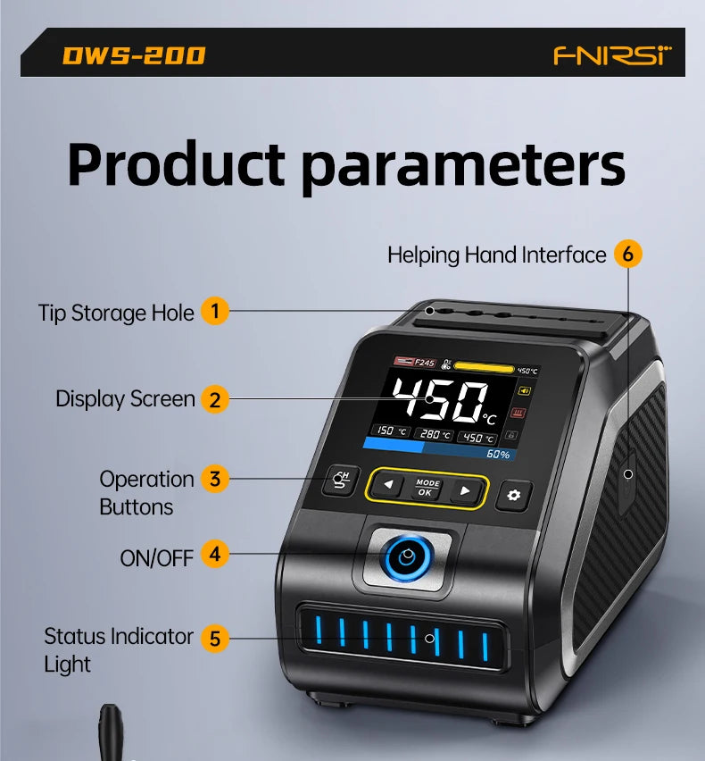 FNIRSI DWS-200 200W Rework Soldering Station C210/C245 Handle with Soldering Helping Hand Electronic Welding Repair Solder Tools